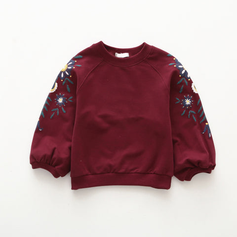 سويت شيرت قطني مطرز بالزهور