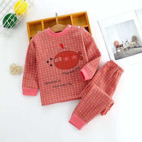 طقم بيجاما مكون من بلوزة وبنطال بنقشة دب