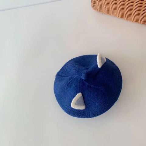 Cozy Wool Beret With Playful Ear Design