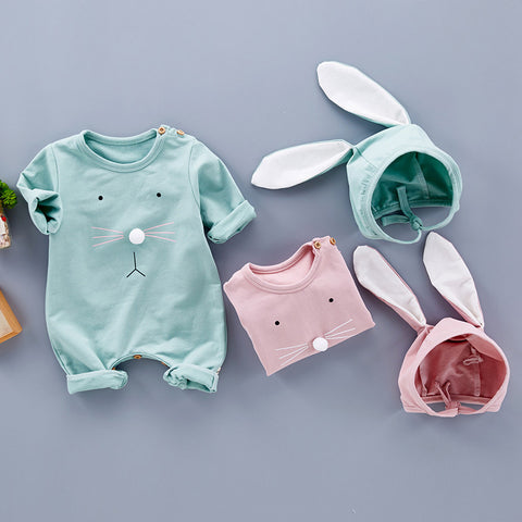 Soft Cotton Romper and Bunny-Ears Hat Set
