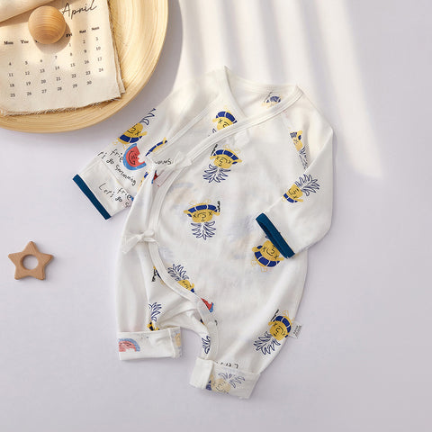 Light Cotton Tie-Side Romper Fun Print