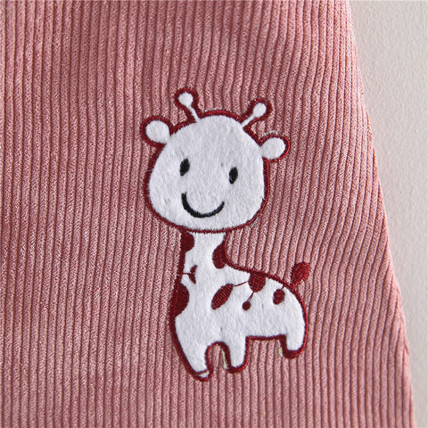 Cotton Corduroy Overall Dress and Tee Set