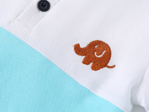 Playful Elephant Embroidery Cotton Polo T-Shirt