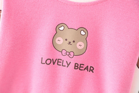 Lovely Bear Print Pullover and Pants Set