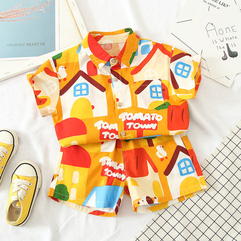 Buntes Hemd- und Shorts-Set
