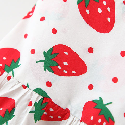 Strawberry Cotton Dress with Matching Sun Hat