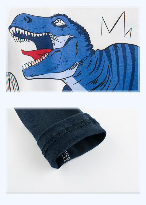 Fun Dinosaur Print Cotton Long Sleeve Tee