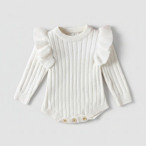 جمبسوت ناعم محبوك بأكتاف مكشكشة