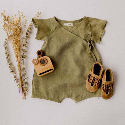 Linen Romper with Side Tie Closure
