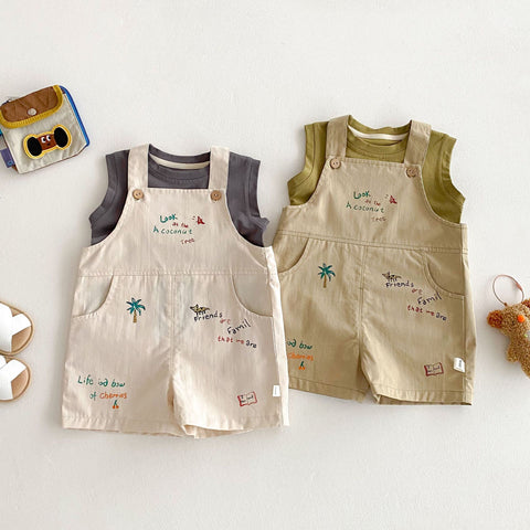 Tank and Overalls Text and Illustration Detail Set