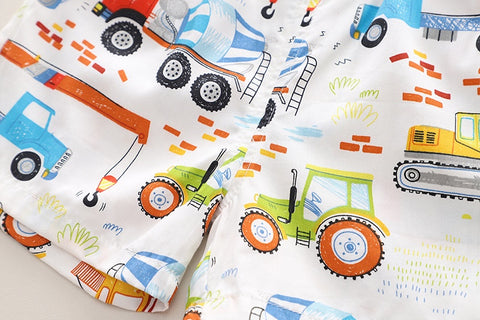Shirt and Shorts Construction Vehicle Print Set