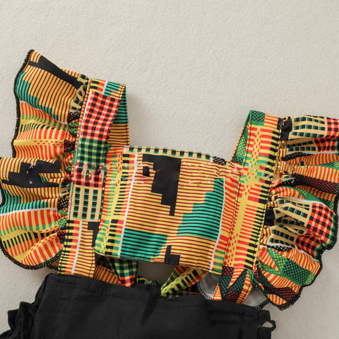 Bunter Rüschen-Strampler mit passendem Haarband