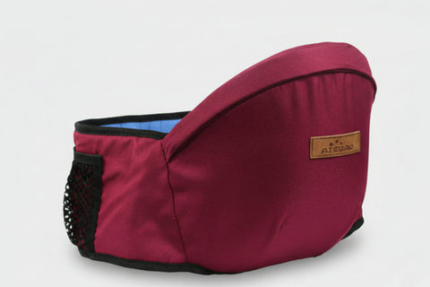 Red pet carrier with a visible brand label o