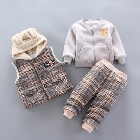 Teddy Sweatshirt, Hooded Vest and Fleece Jogger Pants Set