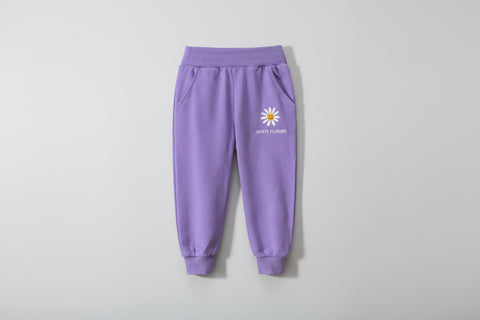 Soft Cotton Joggers with Embroidered Flower