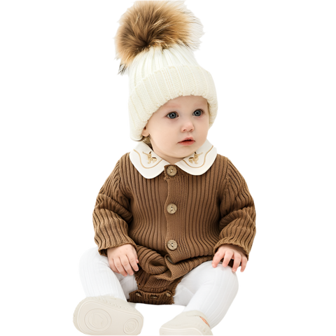 Cotton Knitted Bodysuit with Back Buttons