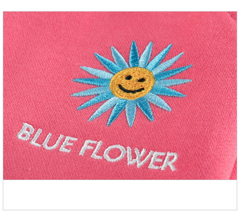 Soft Cotton Joggers with Embroidered Flower