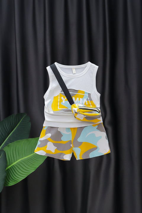 Cotton Vest and Shorts Camouflage Pattern Set