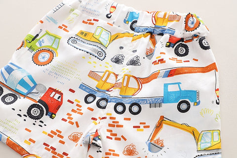 Shirt and Shorts Construction Vehicle Print Set