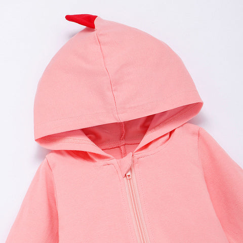 Dinosaur Spikes Zip Cotton Hooded Romper