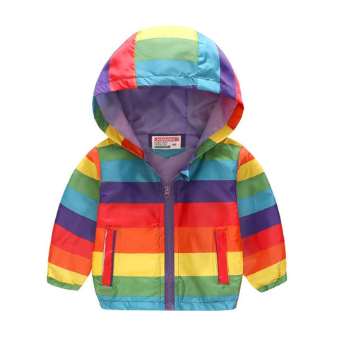 Rainbow Windbreaker Jacket with Hood