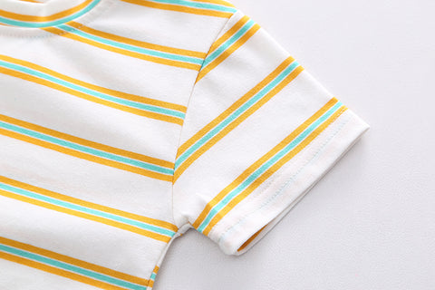 Lightweight Overalls and striped Tee Set