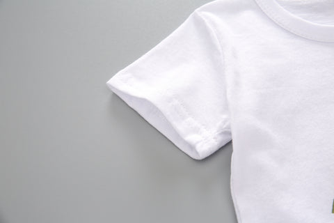 Komplet majice z grafiko lubenice in roza kratkih hlač