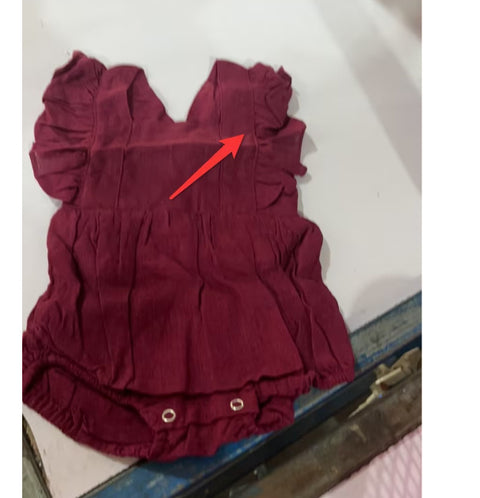 Breathable Linen Ruffle Romper