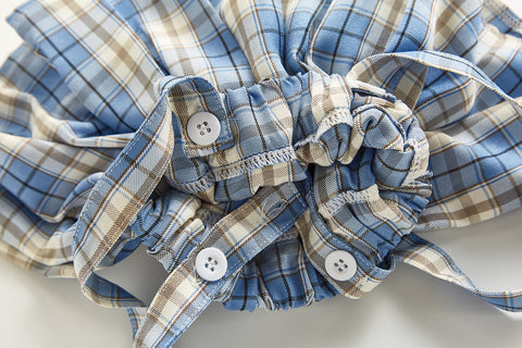 Soft Plaid Suspender Skirt and Comfy Top Set