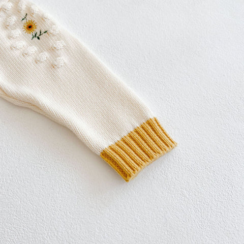 Daisy Embroidery Soft Cotton Knit Romper