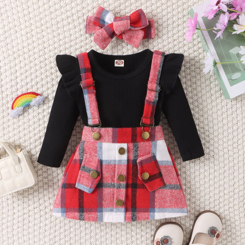 Set aus geripptem Body mit Herzausschnitt, Trägerrock und Haarband