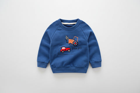Playful Car Embroidery Cotton Sweatshirt