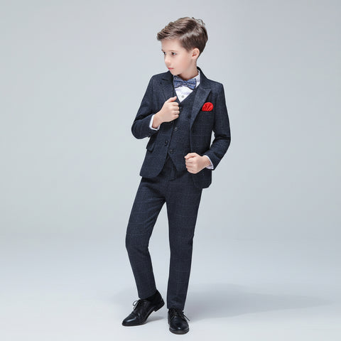 Elegant Plaid Jacket, Vest and Pants Suit