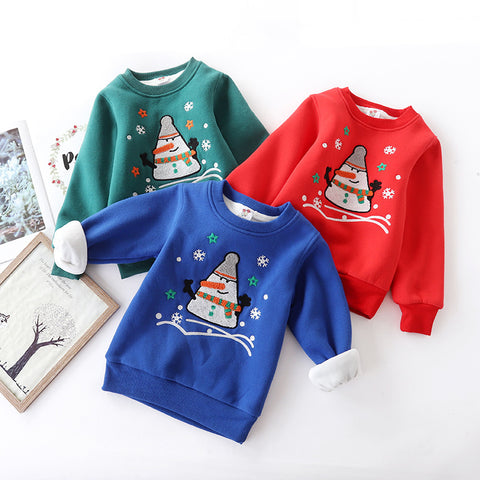 Cozy padded Cotton Sweatshirt with Festive Embroidery