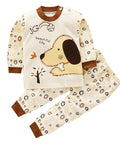 Children's pajama set with dog design on a white background