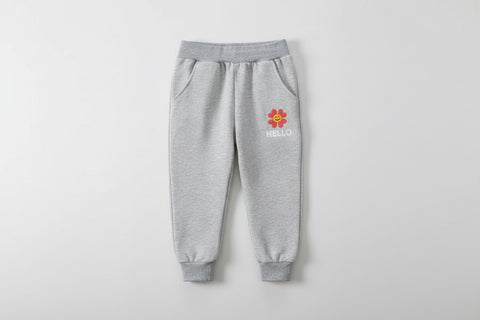 Soft Cotton Joggers with Embroidered Flower