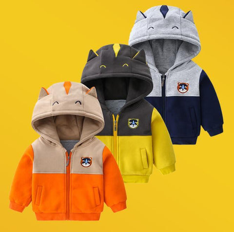 Cotton Zip Hoodie with Animal Ears