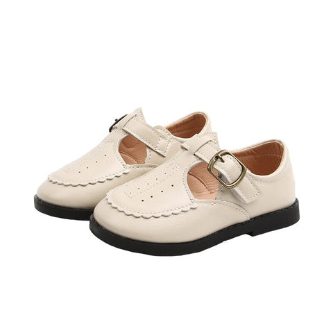 حذاء أطفال من الجلد الناعم مزود بحزام بإبزيم