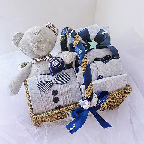 Plush Teddy Newborn Gift Basket