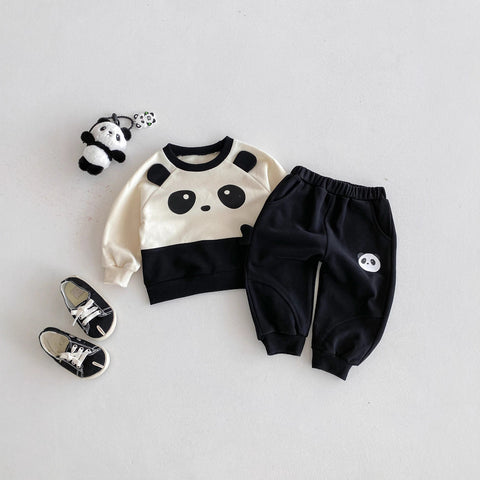Panda Print Sweatshirt and Jogger Set