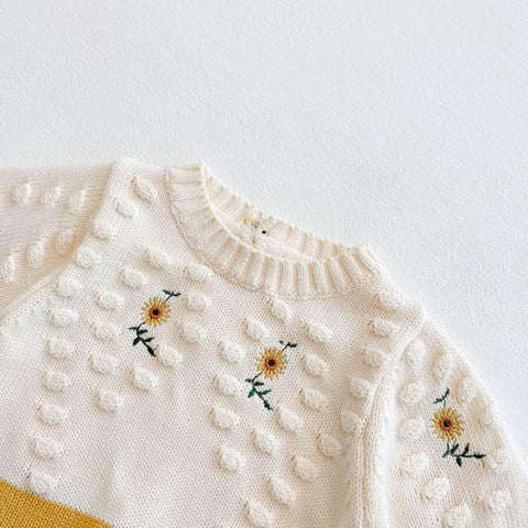 Daisy Embroidery Soft Cotton Knit Romper