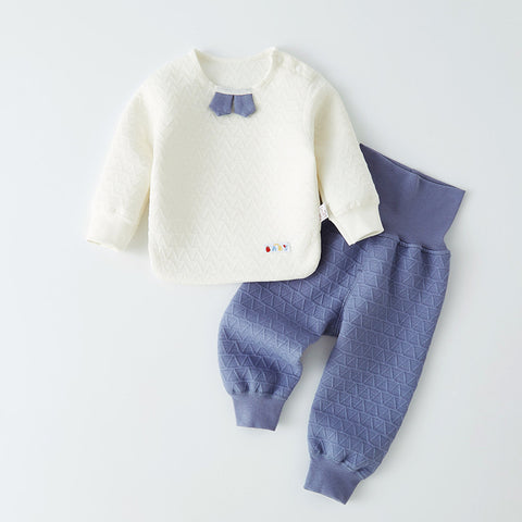 Quilted Jacket and Pants Set with Cow Patch