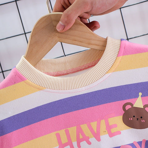 Multicolor Stripe Pullover and Jogger Set