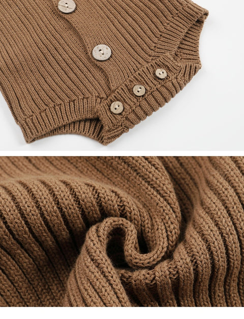 Cotton Knitted Bodysuit with Back Buttons