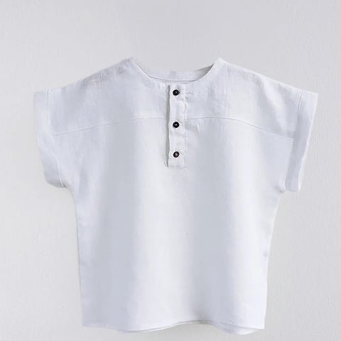 Linen Blend Shirt Button Placket