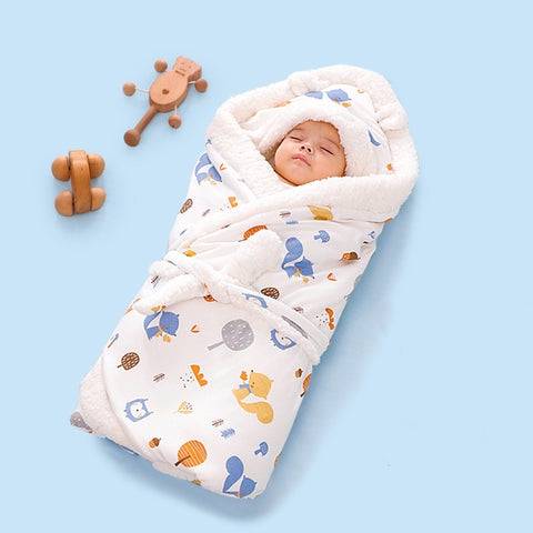 Cartoon Print Fleece Baby Swaddle