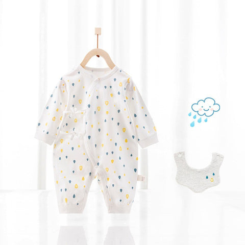 Cartoon Design Soft Cotton Jumpsuit and Matching Bib Set