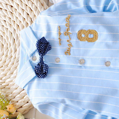 Soft Modal Shirt With Detachable Bow Tie and Comfy Trousers Set