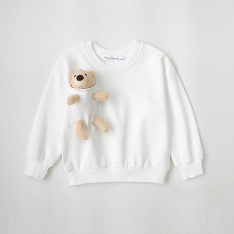 Cotton Sweatshirt Bear Appliqué Detail
