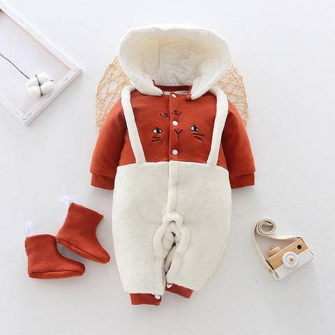 Cute Thicker Cotton Hooded Romper